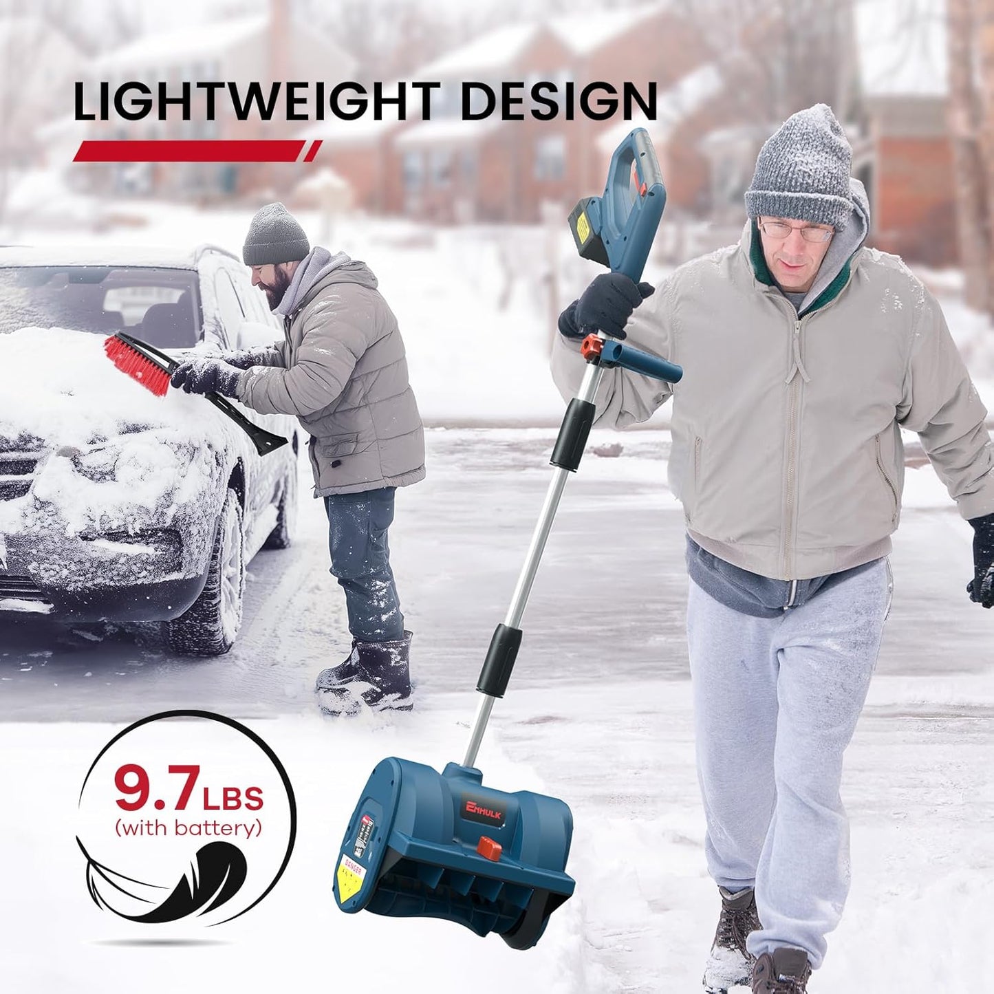 Enhulk 20V Cordless Electric Snow Shovel 12″ with 4.0Ah Battery & Charger