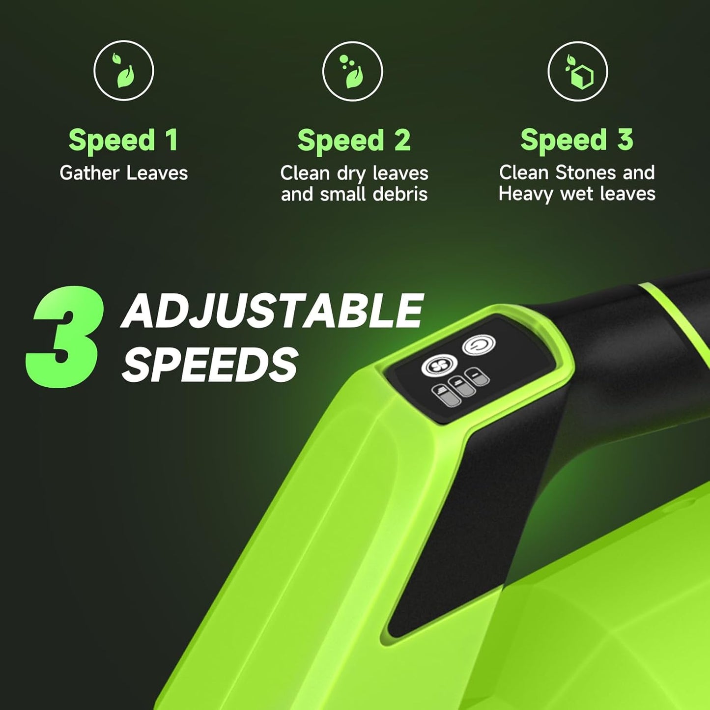 YOOVL Cordless Leaf Blower 650 CFM, 20V Dual Batteries, 3-Speed Electric Blower