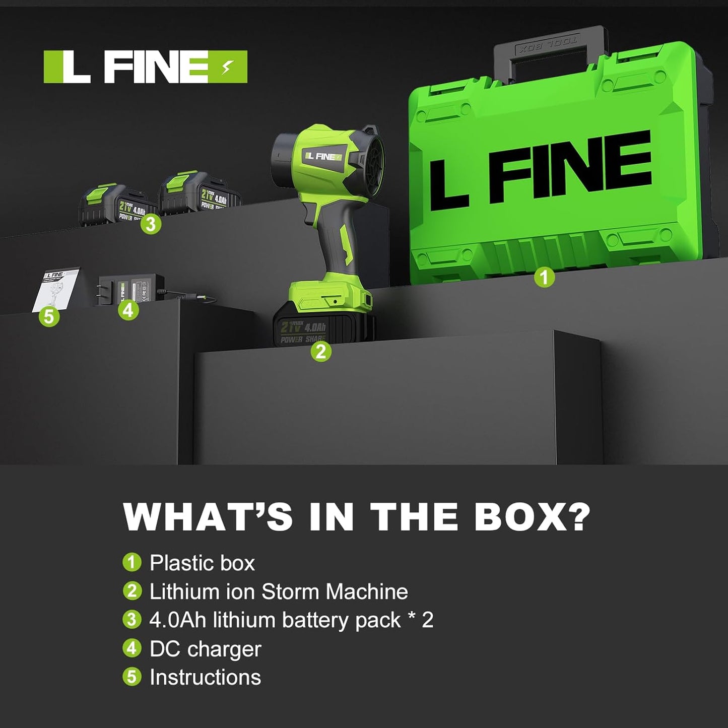 Cordless Leaf Blower 20V, Dual 4.0Ah Batteries, Lightweight 3-Speed Handheld Blower