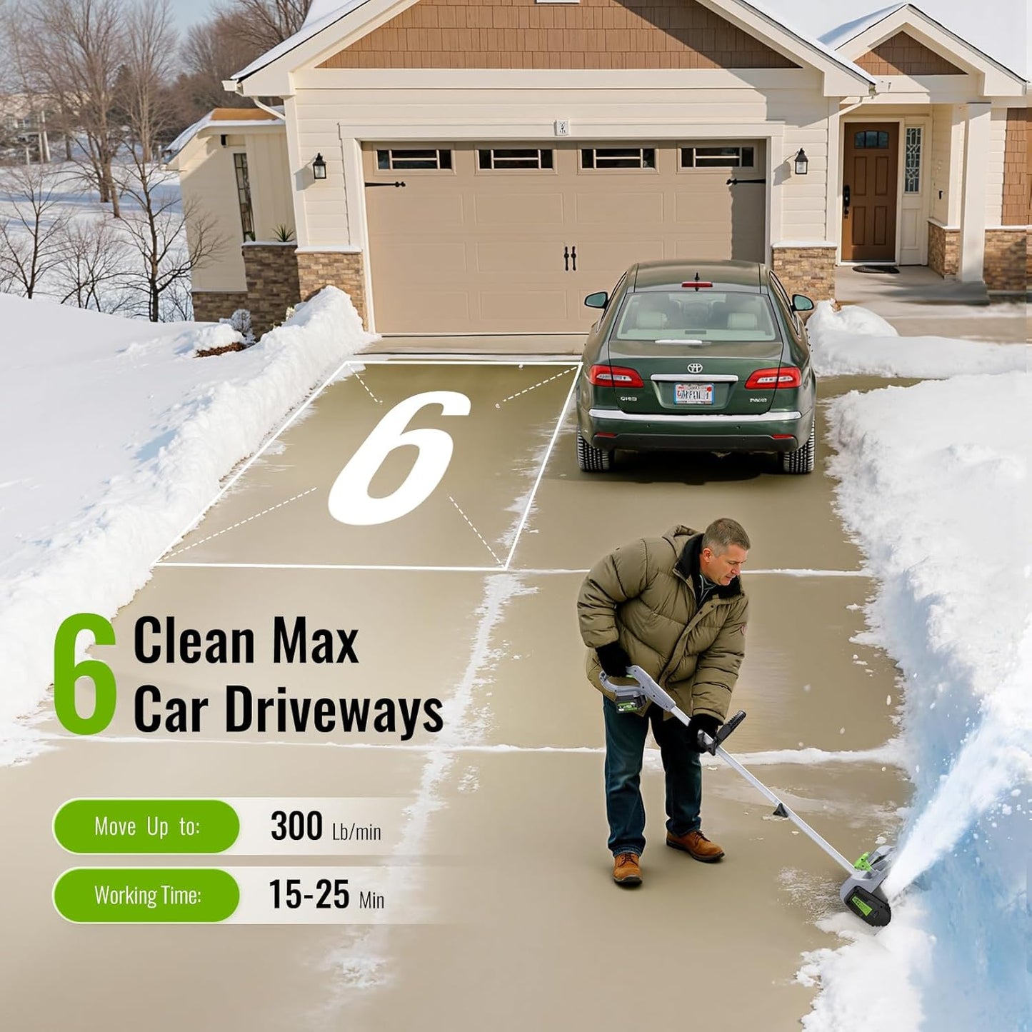 Cordless Electric Snow Shovel 13″, 20V 4.0Ah Battery, Lightweight Snow Blower