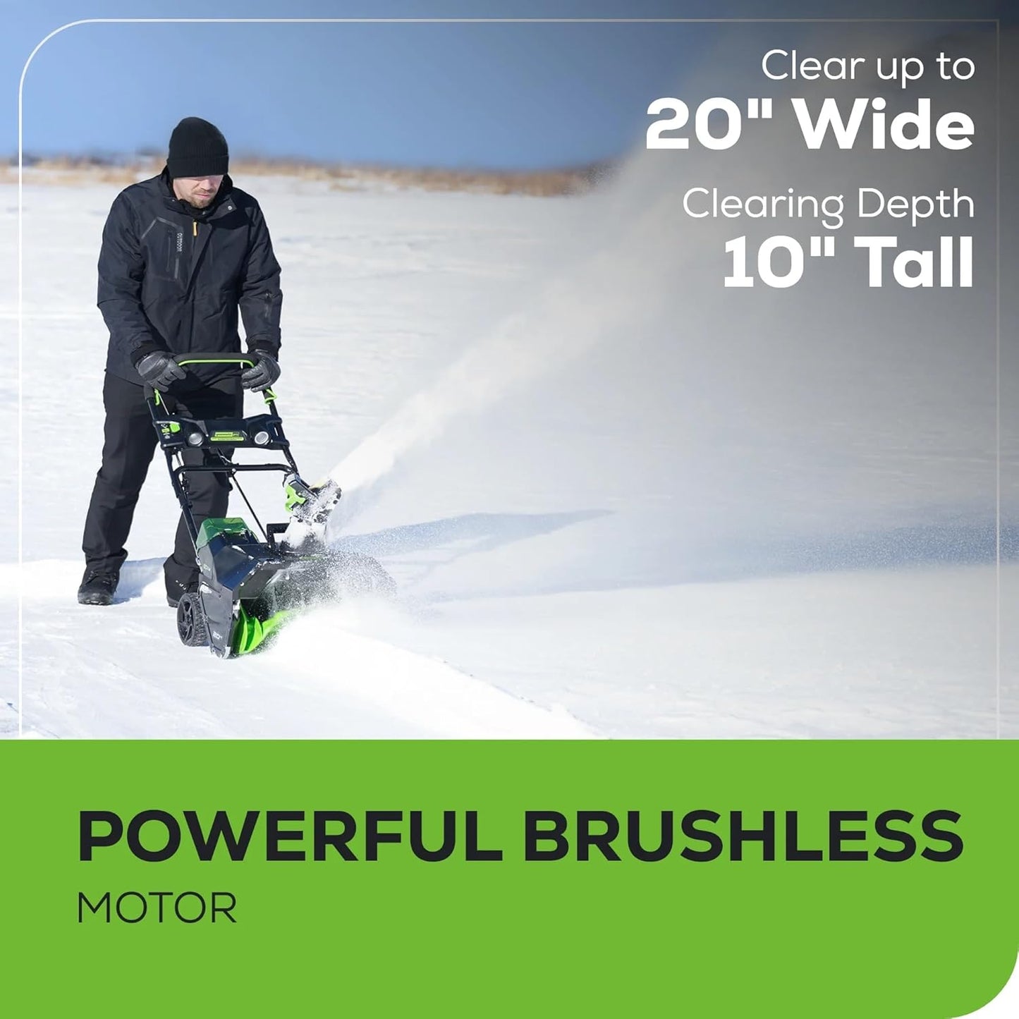Greenworks PRO 80V 20″ Brushless Cordless Snow Blower with Battery & Charger