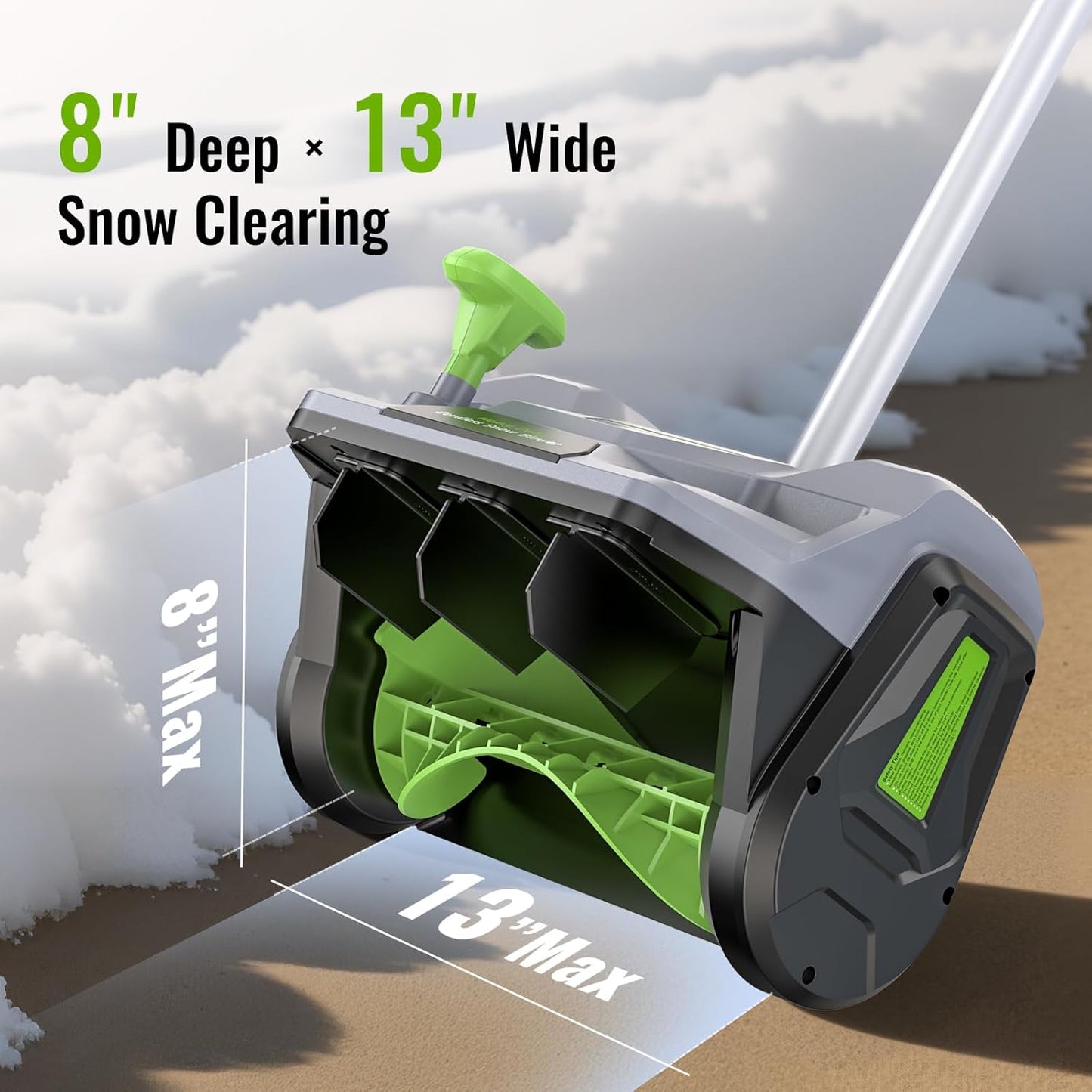 Cordless Electric Snow Shovel 13″, 20V 4.0Ah Battery, Lightweight Snow Blower