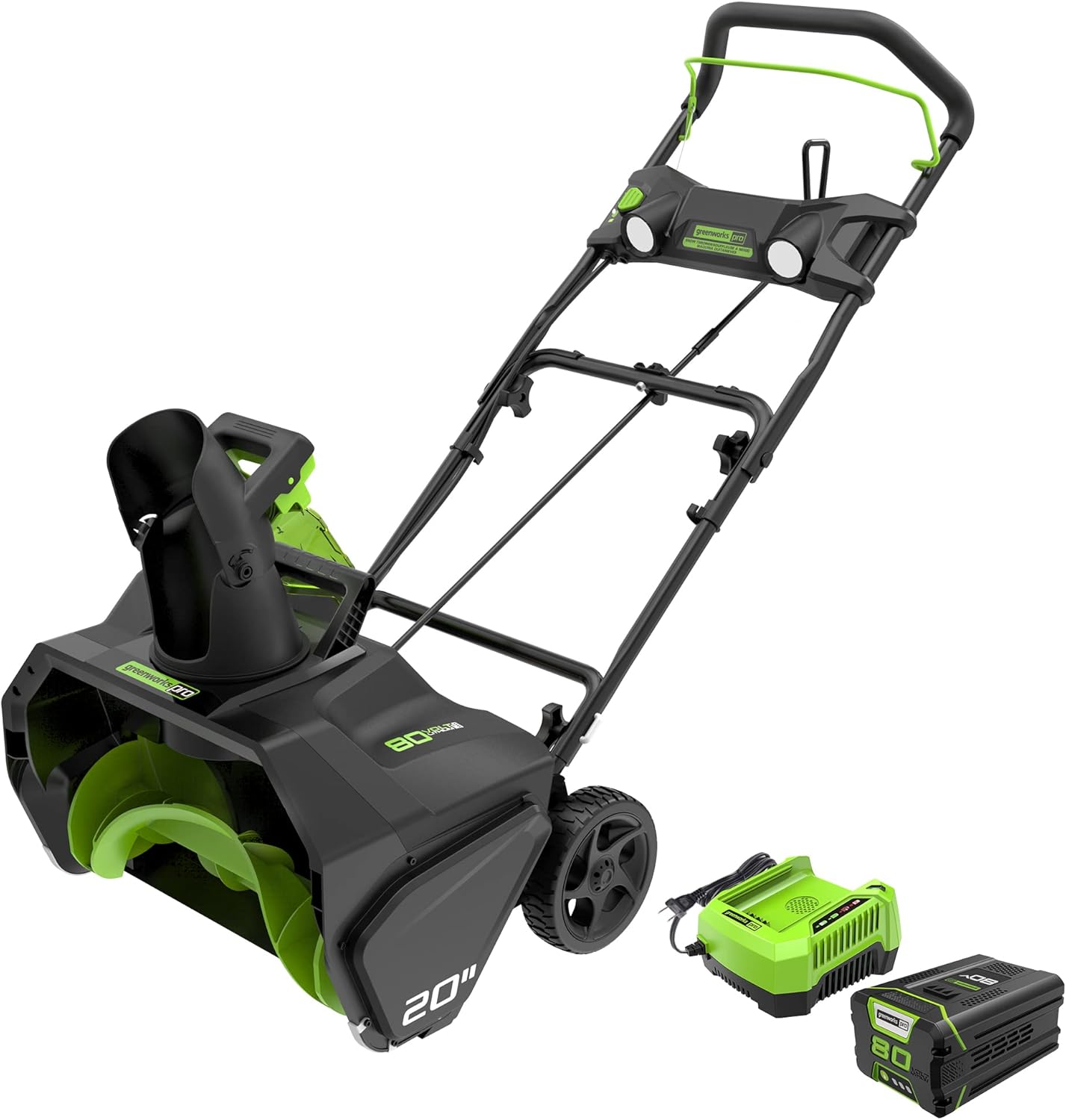 Greenworks PRO 80V 20″ Brushless Cordless Snow Blower with Battery & Charger