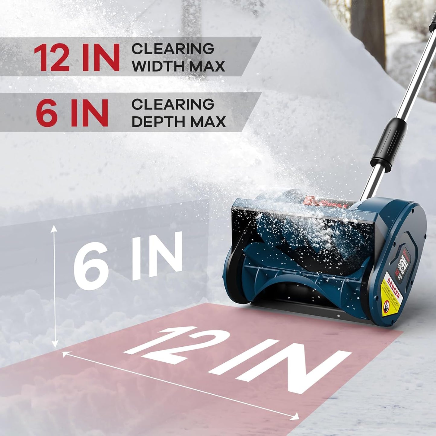 Enhulk 20V Cordless Electric Snow Shovel 12″ with 4.0Ah Battery & Charger