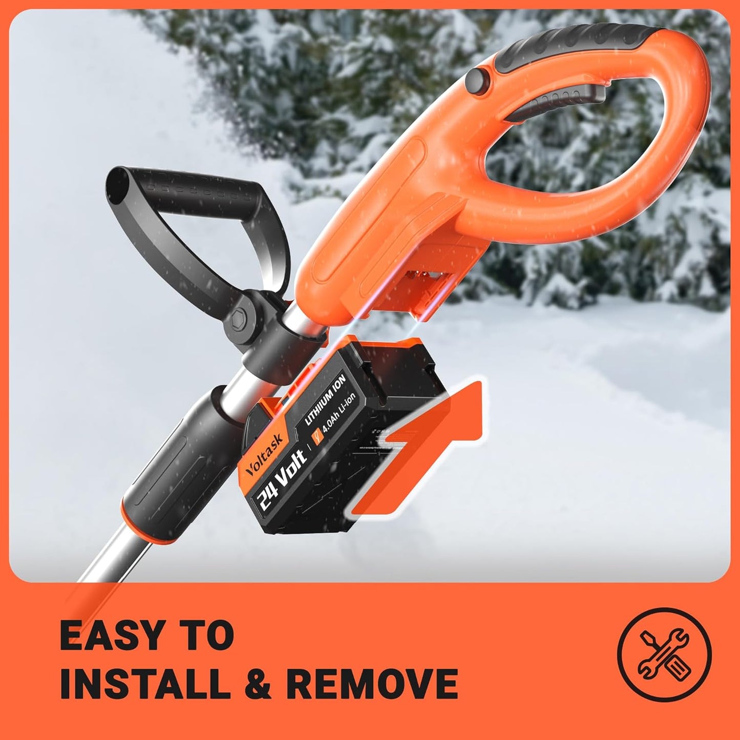 VOLTASK 24V 4.0Ah Lithium-Ion Replacement Battery for Cordless Snow Shovel